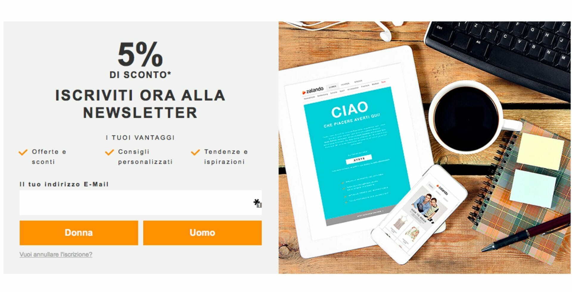 newsletter di esempio per promozione online